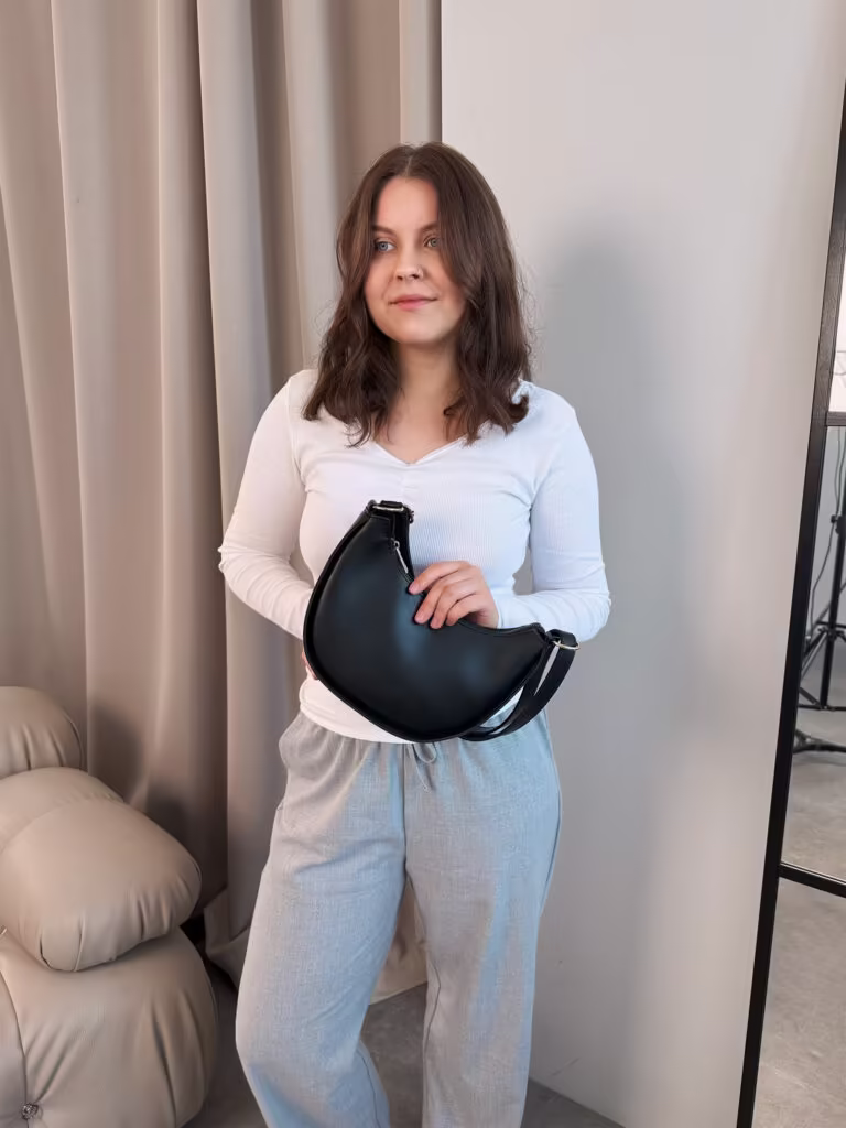 Жіноча сумка Simona чорна з екошкіри - Зображення 4